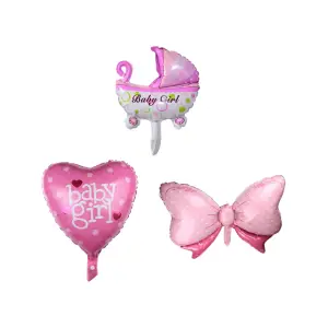 Baloane decorative, tip Gender Reveal, model Baby Girl, Set 3 baloane, Roz