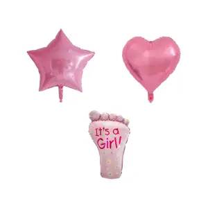 Baloane decorative, tip Gender Reveal, model It's a girl, Set 3 baloane, Roz