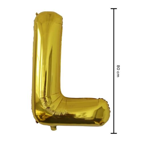 Balon din folie metalizata, tip litera, 80 cm, umflare aer sau heliu, pai inclus, Auriu