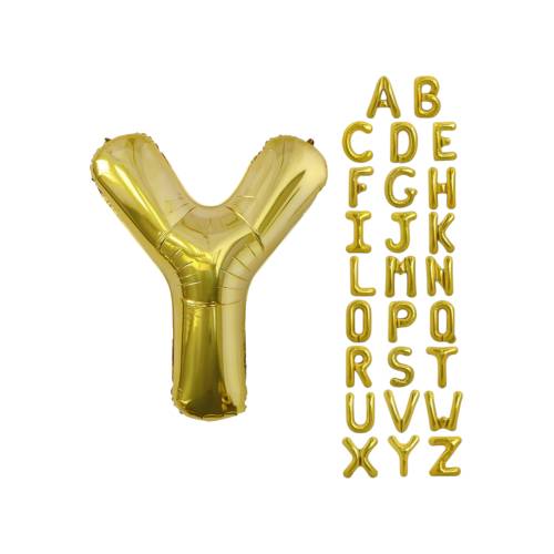 Balon din folie metalizata, tip litera, 80 cm, umflare aer sau heliu, pai inclus, Auriu Balon din folie metalizata, tip litera, 80 cm, umflare aer sau heliu, pai inclus, Auriu