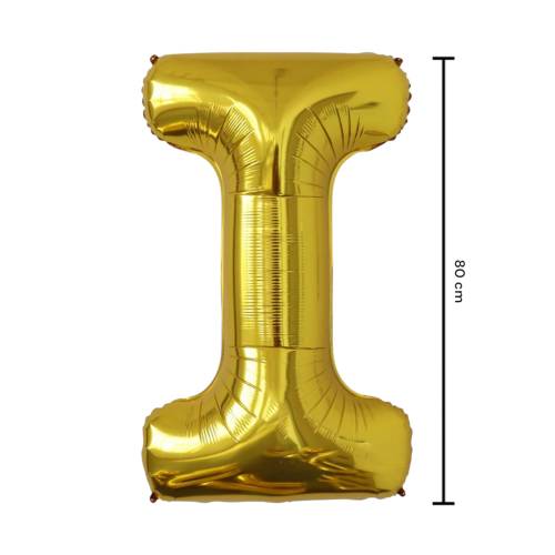 Balon din folie metalizata, tip litera, 80 cm, umflare aer sau heliu, pai inclus, Auriu Balon din folie metalizata, tip litera, 80 cm, umflare aer sau heliu, pai inclus, Auriu