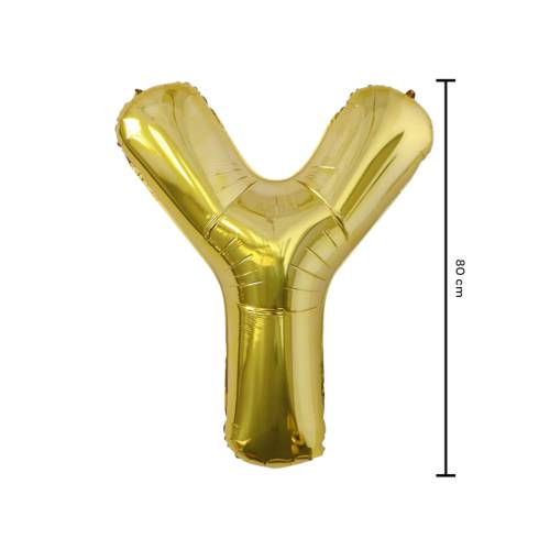 Balon din folie metalizata, tip litera, 80 cm, umflare aer sau heliu, pai inclus, Auriu Balon din folie metalizata, tip litera, 80 cm, umflare aer sau heliu, pai inclus, Auriu