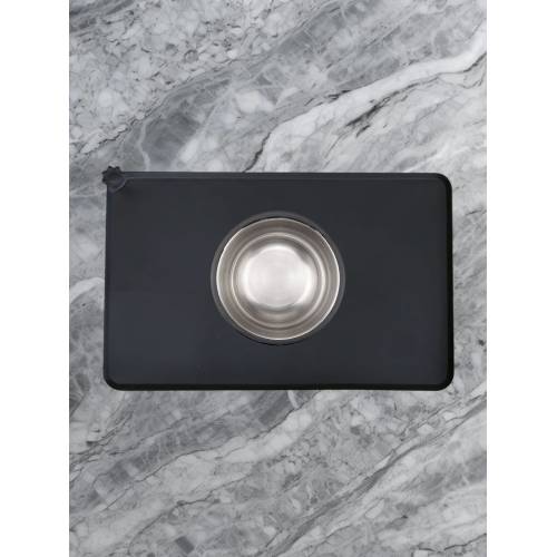 Covoras din Silicon pentru Animale, pentru Bol de Apa si Mancare, Antiderapant, 48.5x30 cm, Negru