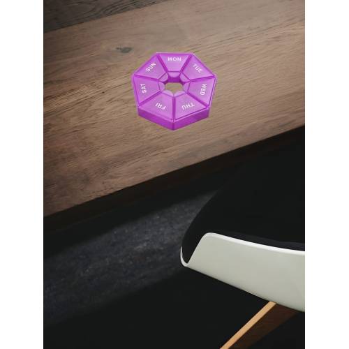 Cutie separator pentru medicamente, din plastic, 7 compartimente, Mov