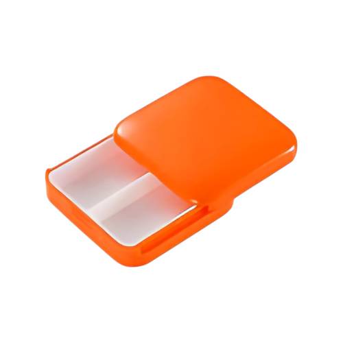 Cutie de depozitare pentru medicamente, din plastic, 2 compartimente, Portocaliu