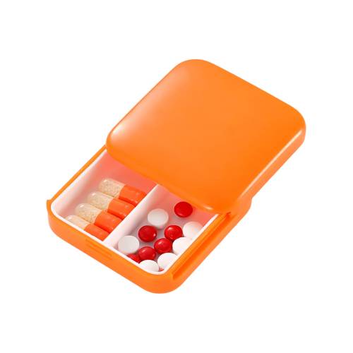 Cutie de depozitare pentru medicamente, din plastic, 2 compartimente, Portocaliu