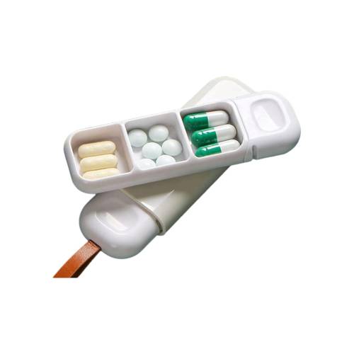Cutie de depozitare pentru medicamente, din plastic, 3 compartimente, Alb
