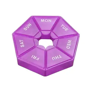 Cutie separator pentru medicamente, din plastic, 7 compartimente, Mov