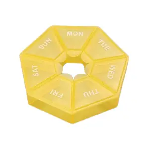 Cutie separator pentru medicamente, din plastic, 7 compartimente, Galben