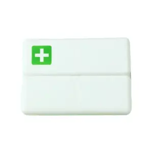 Cutie de depozitare pentru medicamente, din plastic, 7 compartimente, Alb/Verde