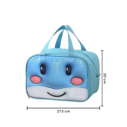 Geanta Frigorifica pentru copii, cu Desene Animate 3D, 27.5x18x20 cm, Model Balena, Albastru