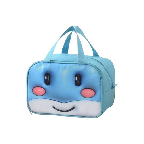 Geanta Frigorifica pentru copii, cu Desene Animate 3D, 27.5x18x20 cm, Model Balena, Albastru