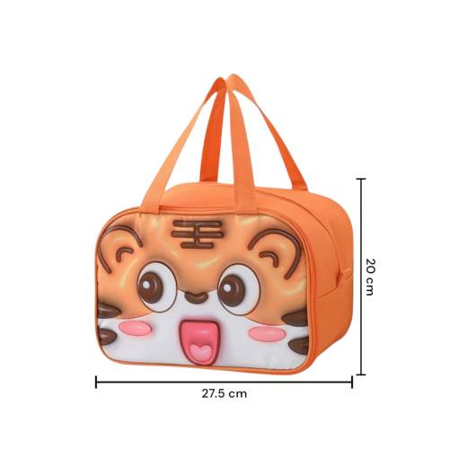 Geanta Frigorifica pentru copii, cu Desene Animate 3D, 27.5x18x20 cm, Model Tigru, Portocaliu