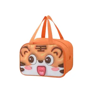 Geanta Frigorifica pentru copii, cu Desene Animate 3D, 27.5x18x20 cm, Model Tigru, Portocaliu