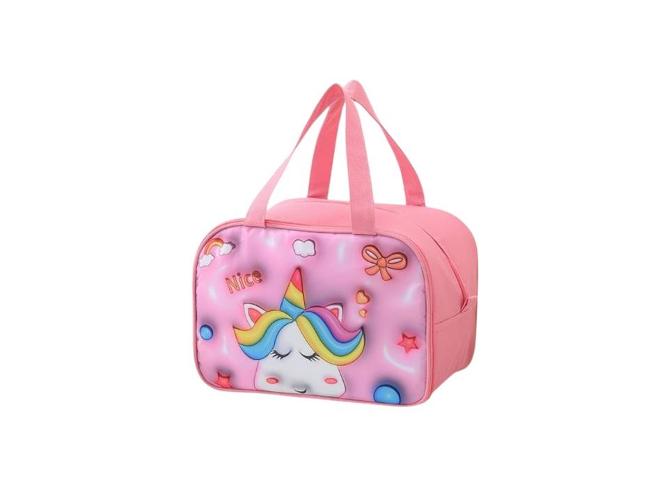 Geanta Frigorifica pentru copii, cu Desene Animate 3D, 27.5x18x20 cm, Model Unicorn, Roz
