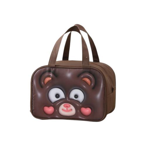 Geanta Frigorifica pentru copii, cu Desene Animate 3D, 27.5x18x20 cm, Model Ursulet, Maro