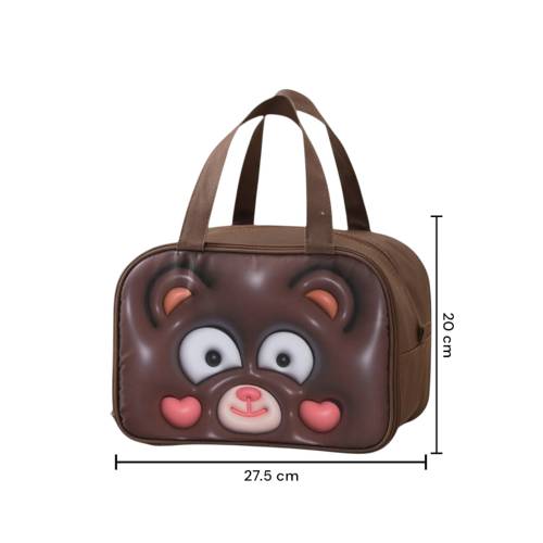 Geanta Frigorifica pentru copii, cu Desene Animate 3D, 27.5x18x20 cm, Model Ursulet, Maro