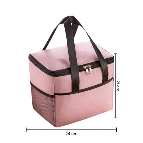 Geanta Termica pentru Pranz, Compartimente Multiple, Impermeabila, 24x18x21 cm, Roz