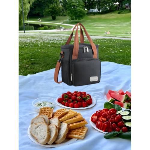 Geanta Termica, Compartimente Multiple, Impermeabila, 25x22x15 cm, Negru Geanta Termica, Compartimente Multiple, Impermeabila, 25x22x15 cm, Negru