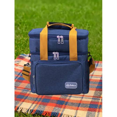 Geanta Termica, Compartimente Multiple, Impermeabila, 25.5x18x30 cm, Albastru