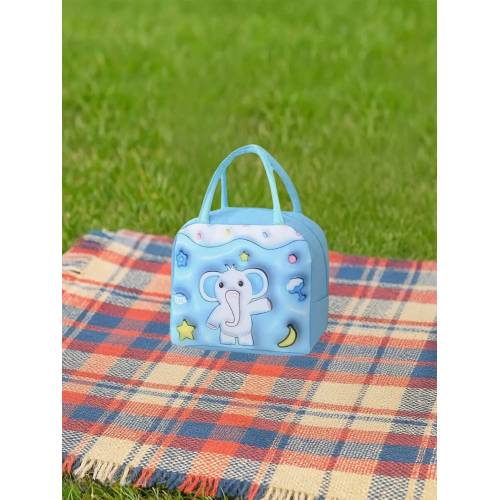 Geanta Frigorifica pentru copii, cu Desene Animate 3D, 23x13x19cm, Model Elefantel, Albastru