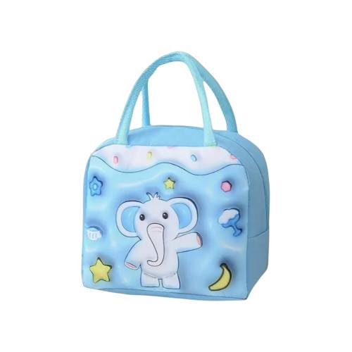 Geanta Frigorifica pentru copii, cu Desene Animate 3D, 23x13x19cm, Model Elefantel, Albastru