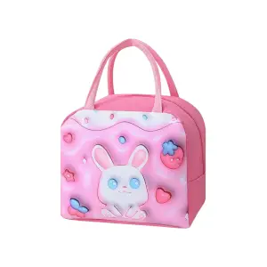 Geanta Frigorifica pentru copii, cu Desene Animate 3D, 23x13x19cm, Model Iepuras, Roz