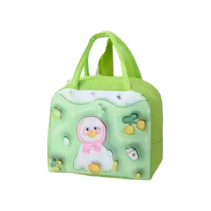 Geanta Frigorifica pentru copii, cu Desene Animate 3D, 23x13x19cm, Model Ratusca, Verde