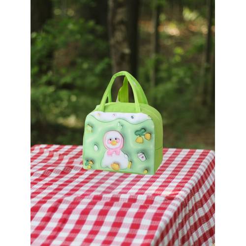 Geanta Frigorifica pentru copii, cu Desene Animate 3D, 23x13x19cm, Model Ratusca, Verde