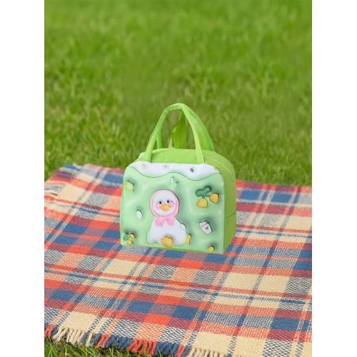 Geanta Frigorifica pentru copii, cu Desene Animate 3D, 23x13x19cm, Model Ratusca, Verde