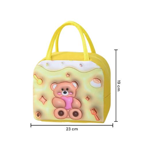 Geanta Frigorifica pentru copii, cu Desene Animate 3D, 23x13x19cm, Model Ursulet, Galben