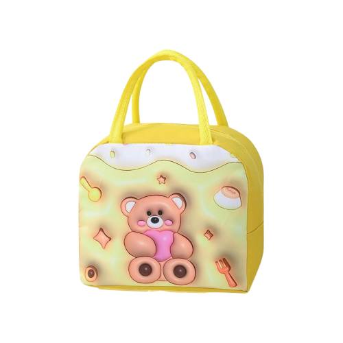 Geanta Frigorifica pentru copii, cu Desene Animate 3D, 23x13x19cm, Model Ursulet, Galben
