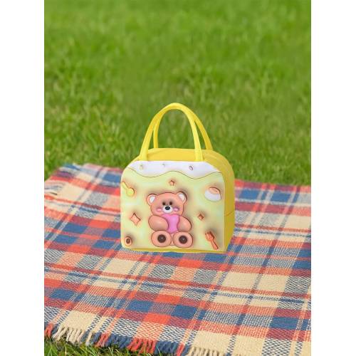 Geanta Frigorifica pentru copii, cu Desene Animate 3D, 23x13x19cm, Model Ursulet, Galben