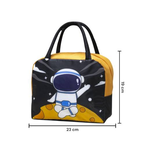 Geanta frigorifica portabila pentru copii Imprimeu Astronaut Negru/Portocaliu 23x13x19cm