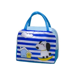 Geanta frigorifica portabila pentru copii Imprimeu Catel Albastru/Alb 23x13x19cm