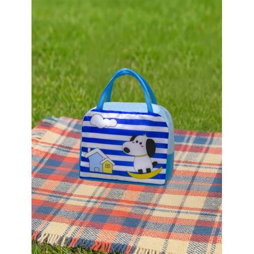Geanta frigorifica portabila pentru copii Imprimeu Catel Albastru/Alb 23x13x19cm