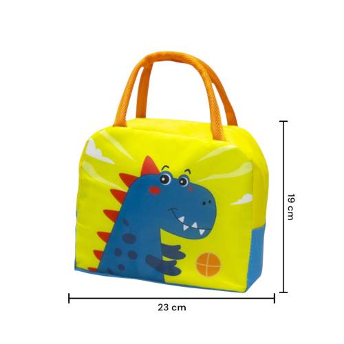 Geanta frigorifica portabila pentru copii Imprimeu Dinozaur Albastru/Galben 23x13x19cm