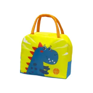 Geanta frigorifica portabila pentru copii Imprimeu Dinozaur Albastru/Galben 23x13x19cm
