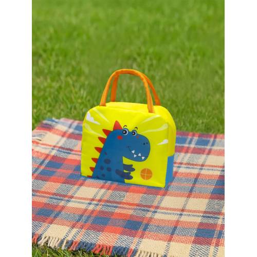 Geanta frigorifica portabila pentru copii Imprimeu Dinozaur Albastru/Galben 23x13x19cm