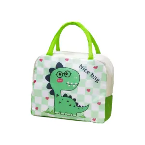 Geanta frigorifica portabila pentru copii Imprimeu Dinozaur Verde 23x13x19cm