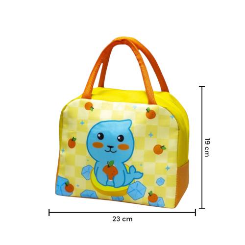 Geanta frigorifica portabila pentru copii Imprimeu Foca Galben/Portocaliu 23x13x19cm