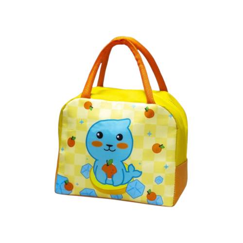 Geanta frigorifica portabila pentru copii Imprimeu Foca Galben/Portocaliu 23x13x19cm