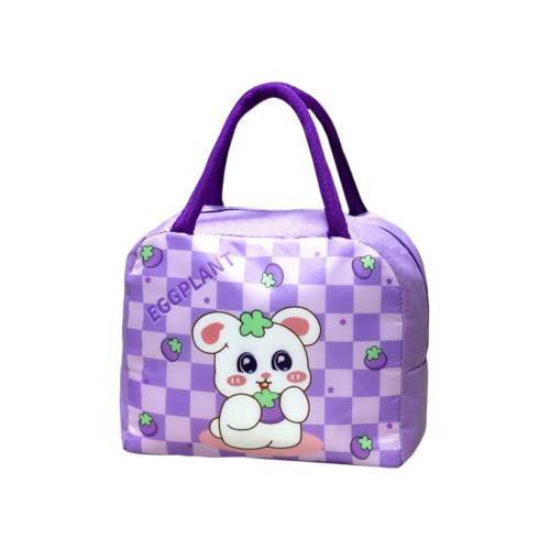 Geanta frigorifica portabila pentru copii Imprimeu Iepuras Mov 23x13x19cm