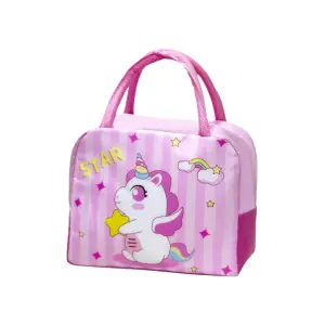 Geanta frigorifica portabila pentru copii Imprimeu Unicorn Roz 23x13x19cm