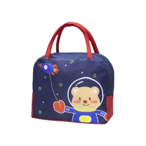 Geanta frigorifica portabila pentru copii Imprimeu Ursulet Albastru/Rosu 23x13x19cm