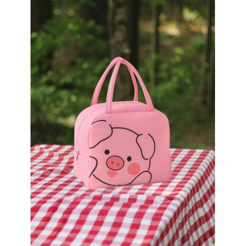 Geanta frigorifica portabila pentru copii Model Purcelus Roz 22x14x19cm