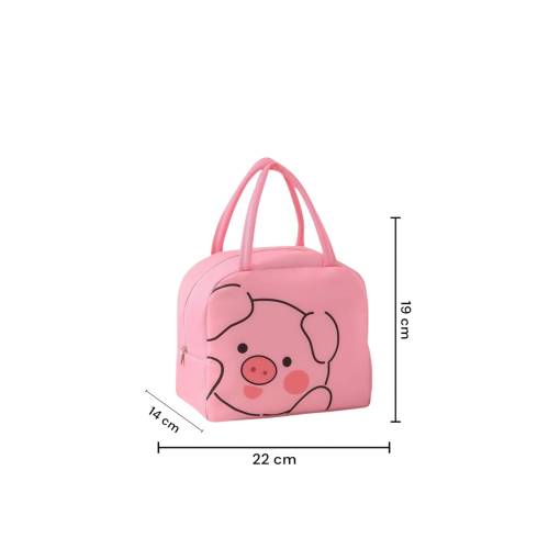 Geanta frigorifica portabila pentru copii Model Purcelus Roz 22x14x19cm