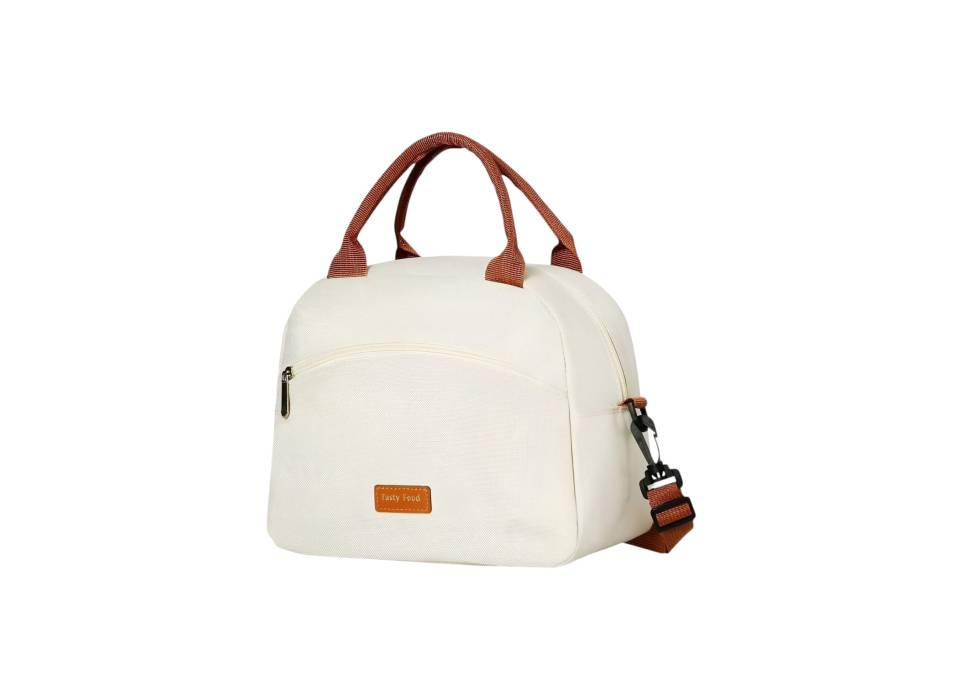 Geanta Termica pentru Pranz, Impermeabila, 2 Tipuri de Manere, 26x14.3x21.2 cm, Crem