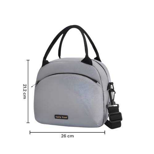 Geanta Termica pentru Pranz, Impermeabila, 2 Tipuri de Manere, 26x14.3x21.2 cm, Gri