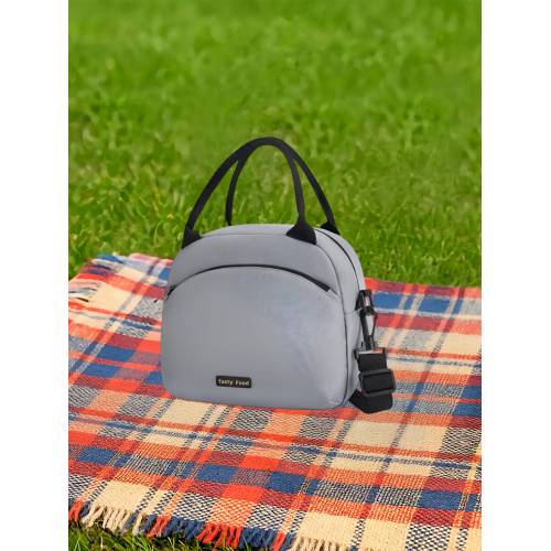 Geanta Termica pentru Pranz, Impermeabila, 2 Tipuri de Manere, 26x14.3x21.2 cm, Gri